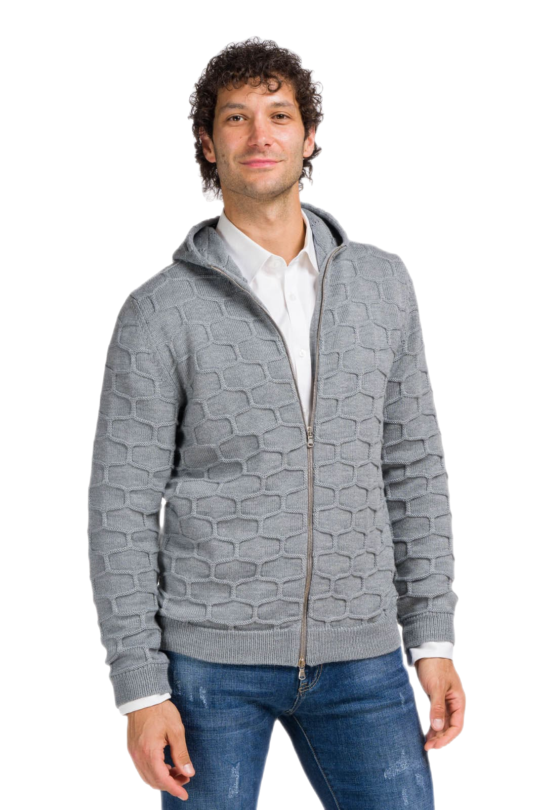 Cardigan uomo con cappuccio grigio
