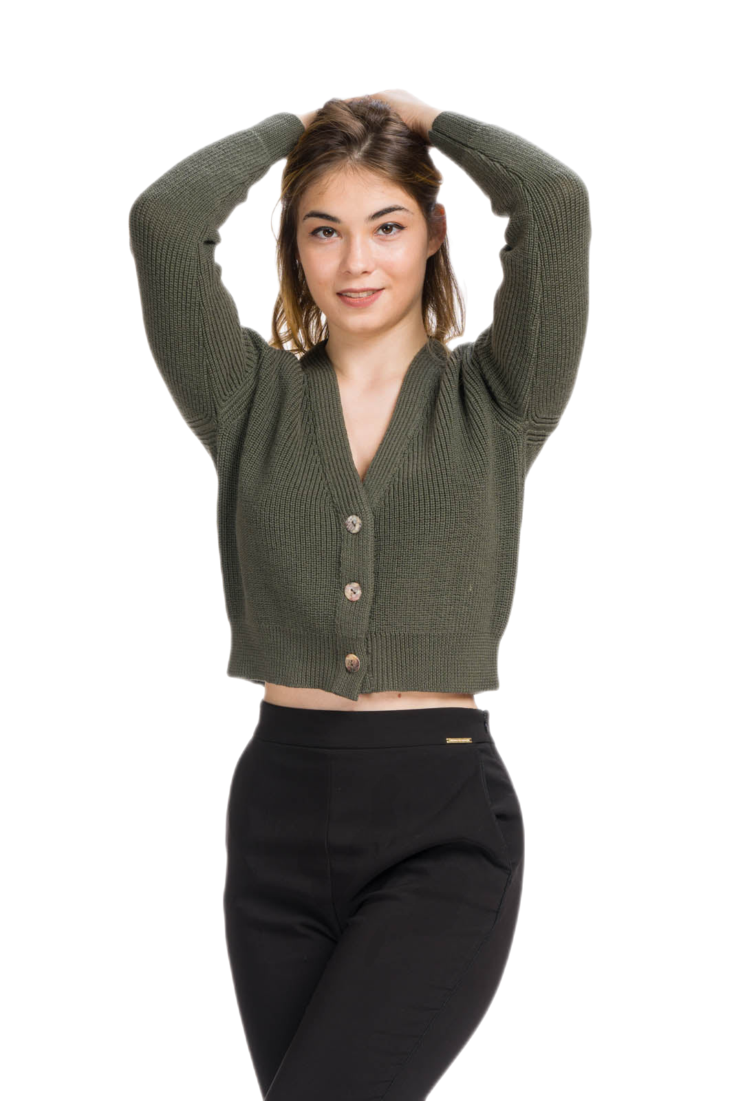 Cardigan verde militare donna Zuleika