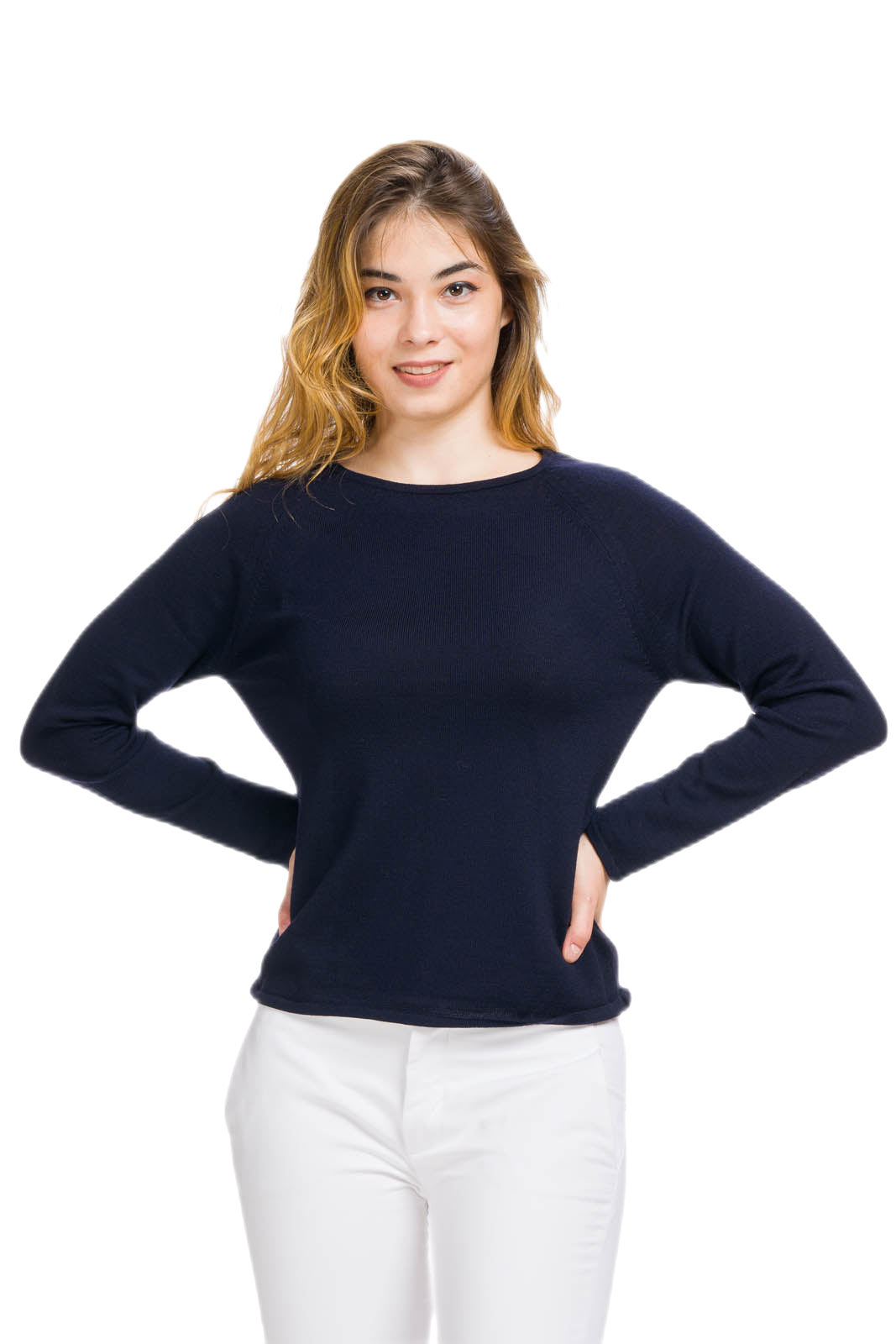 Maglia con scollo a barchetta blu