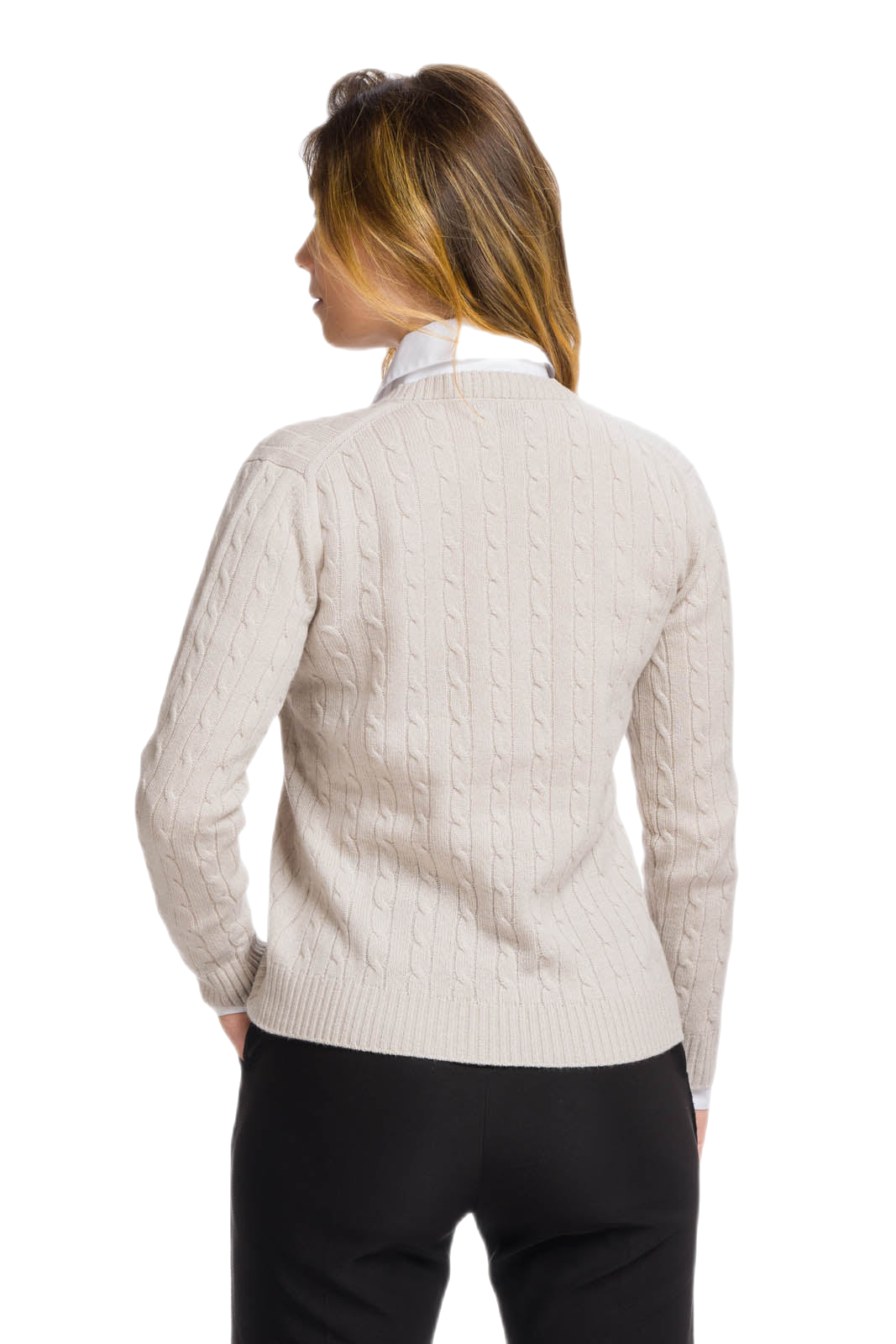 Maglia donna in cashmere lana seta grigio perla Teresa