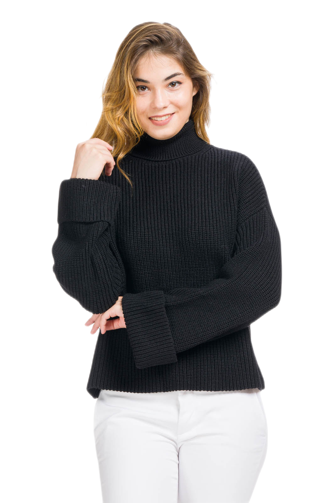 Maglione donna a collo alto nero