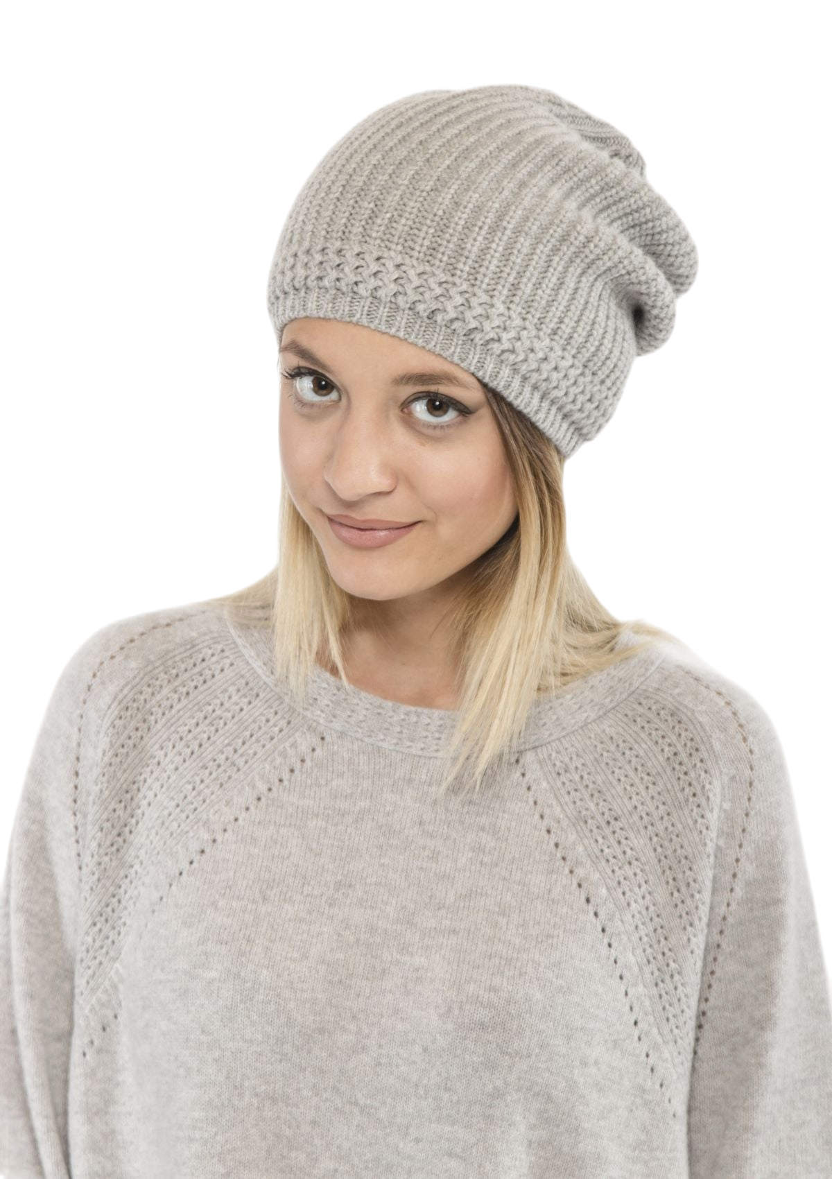 berretta donna in cashmere grigia