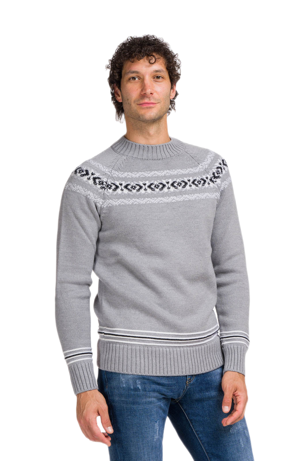 caldo maglione uomo raglan grigio