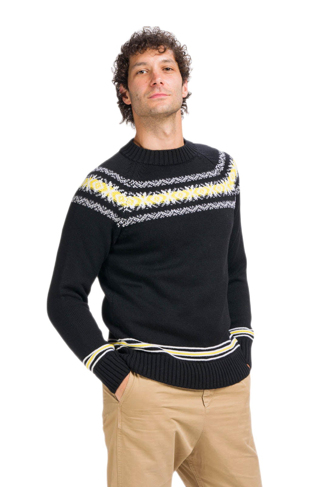 caldo maglione uomo raglan nero