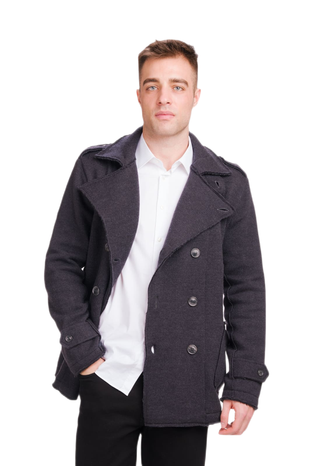 cappotto uomo in pura lana vergine merino blu