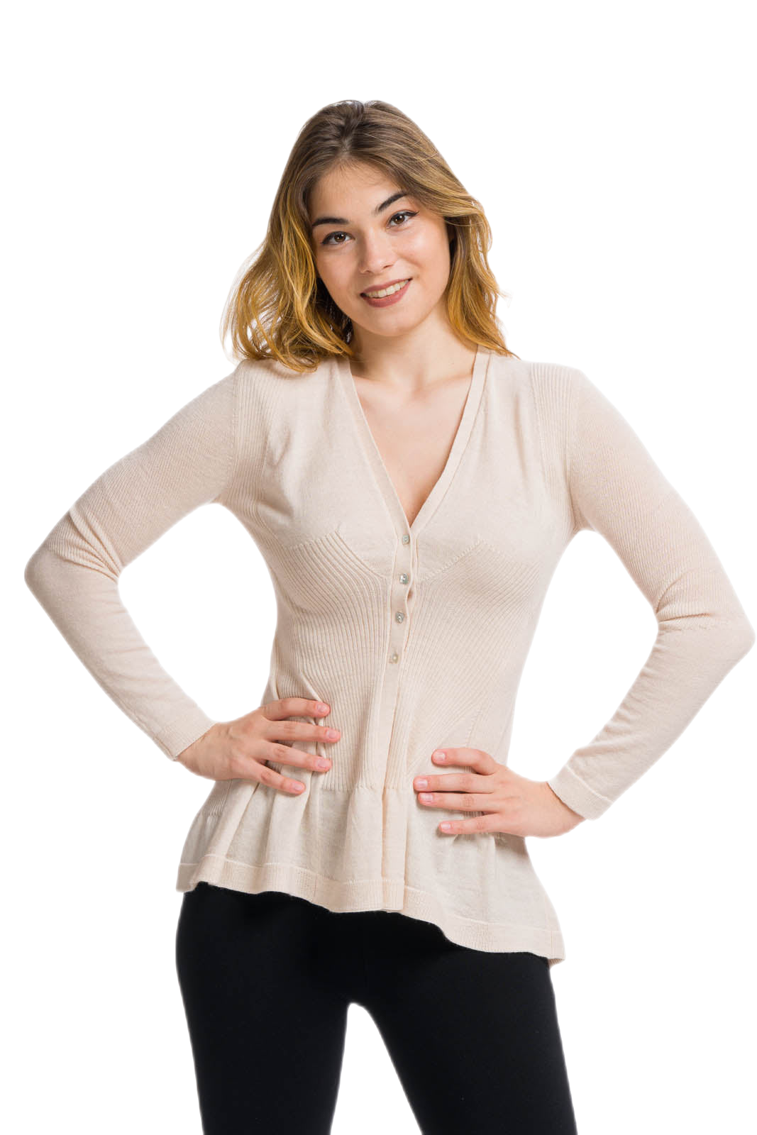 cardigan donna beige pavone