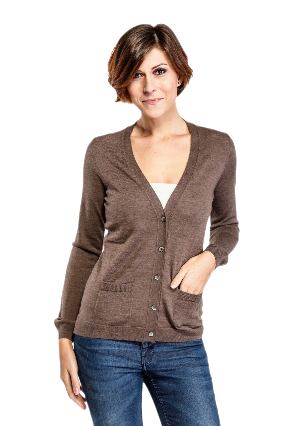 cardigan donna elegante classico marrone