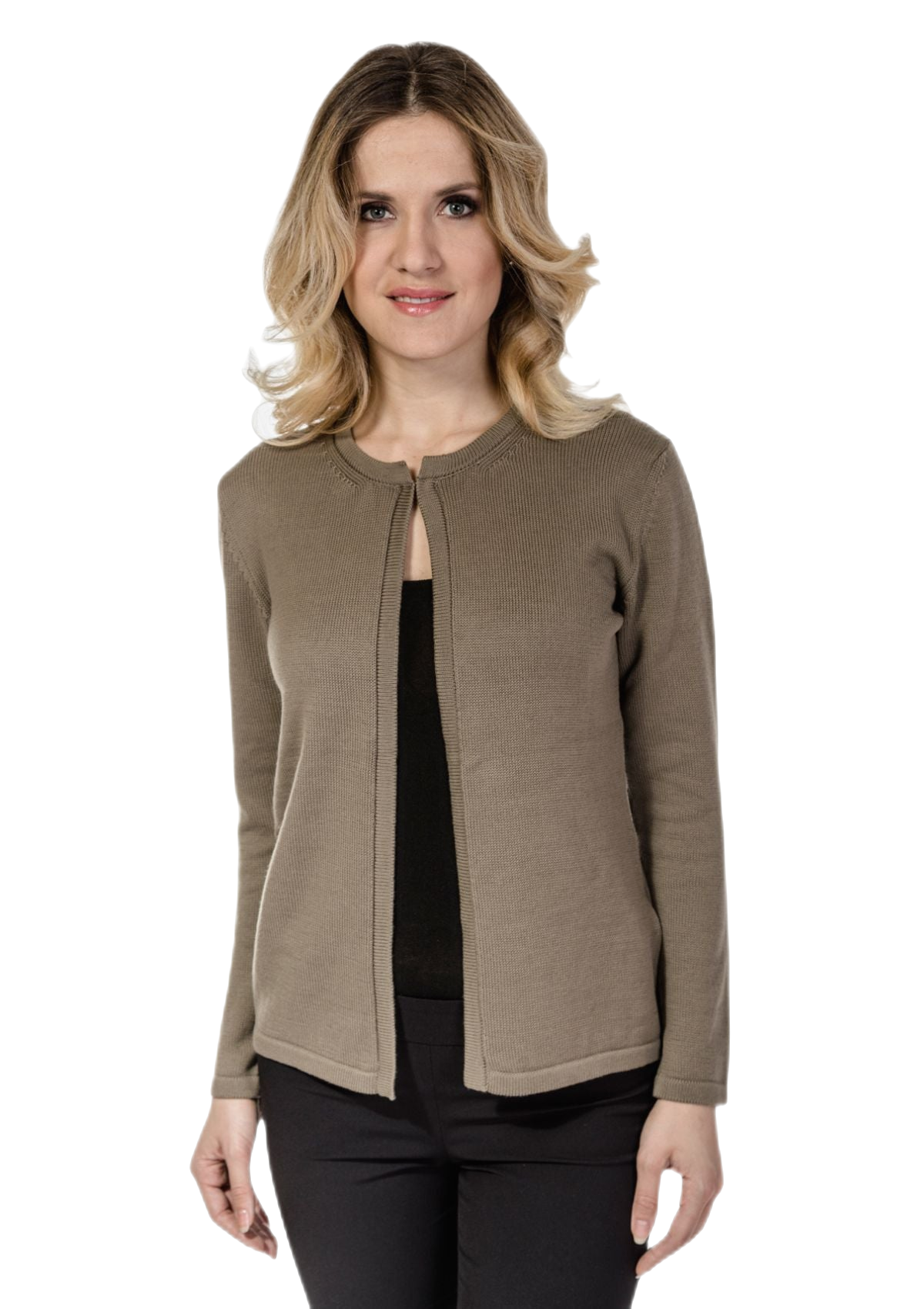 cardigan donna in cotone kaki