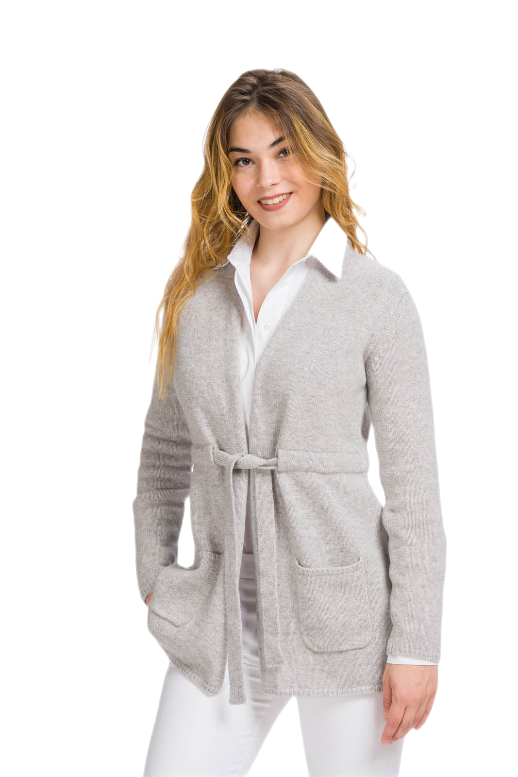 cardigan donna in cashmere grigio