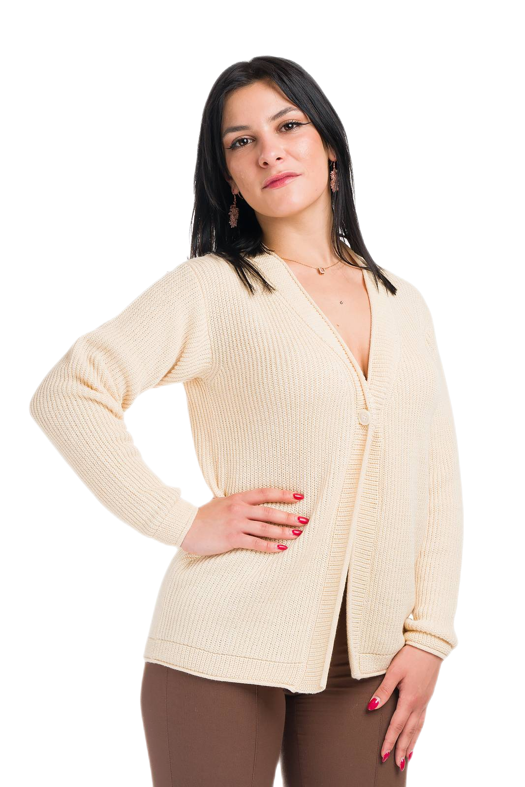 cardigan donna in cotone e cashmere beige