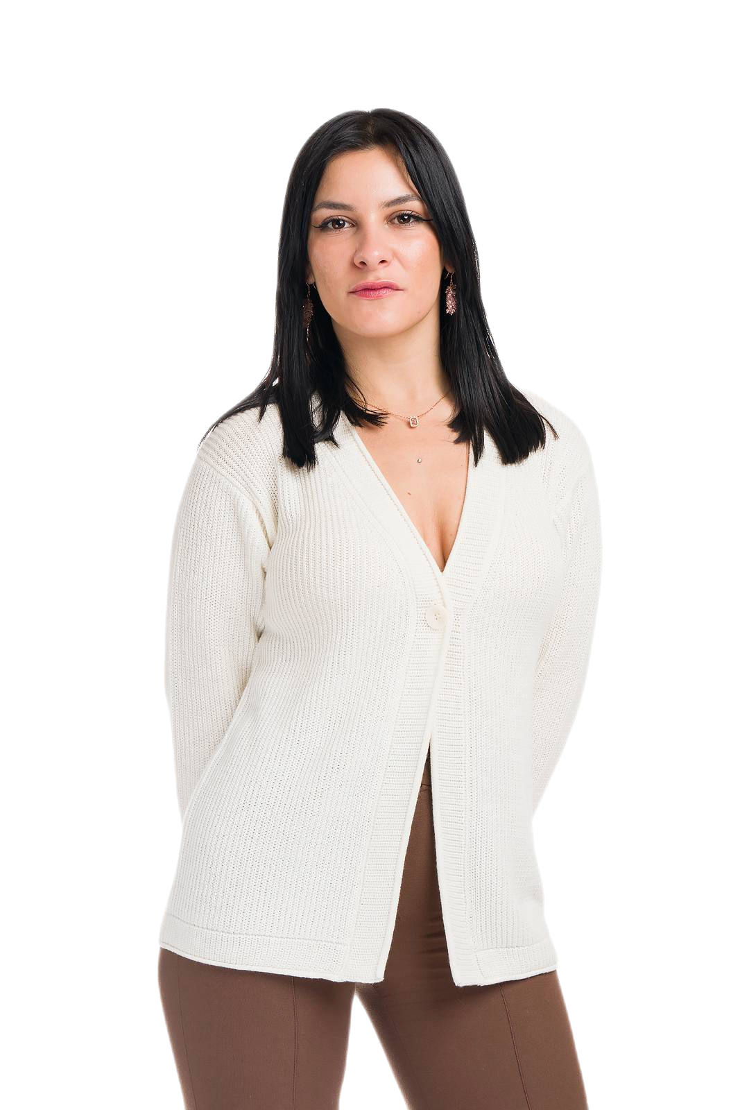 cardigan donna in cotone e cashmere bianco