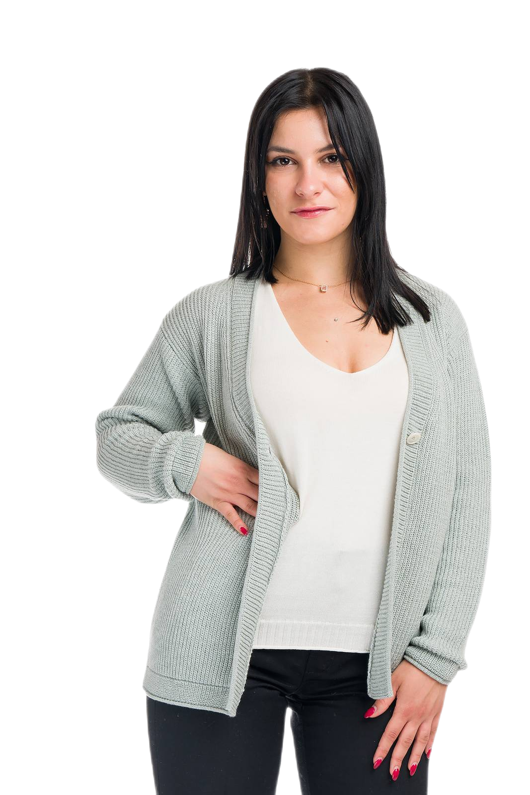 cardigan donna in cotone e cashmere acqua marina