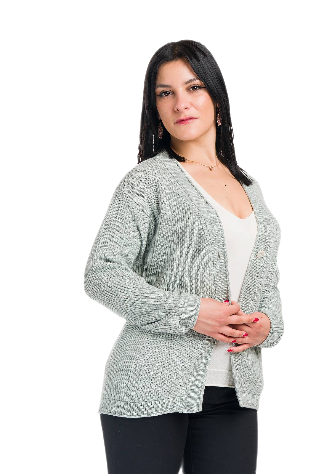 cardigan donna in cotone e cashmere azzurro