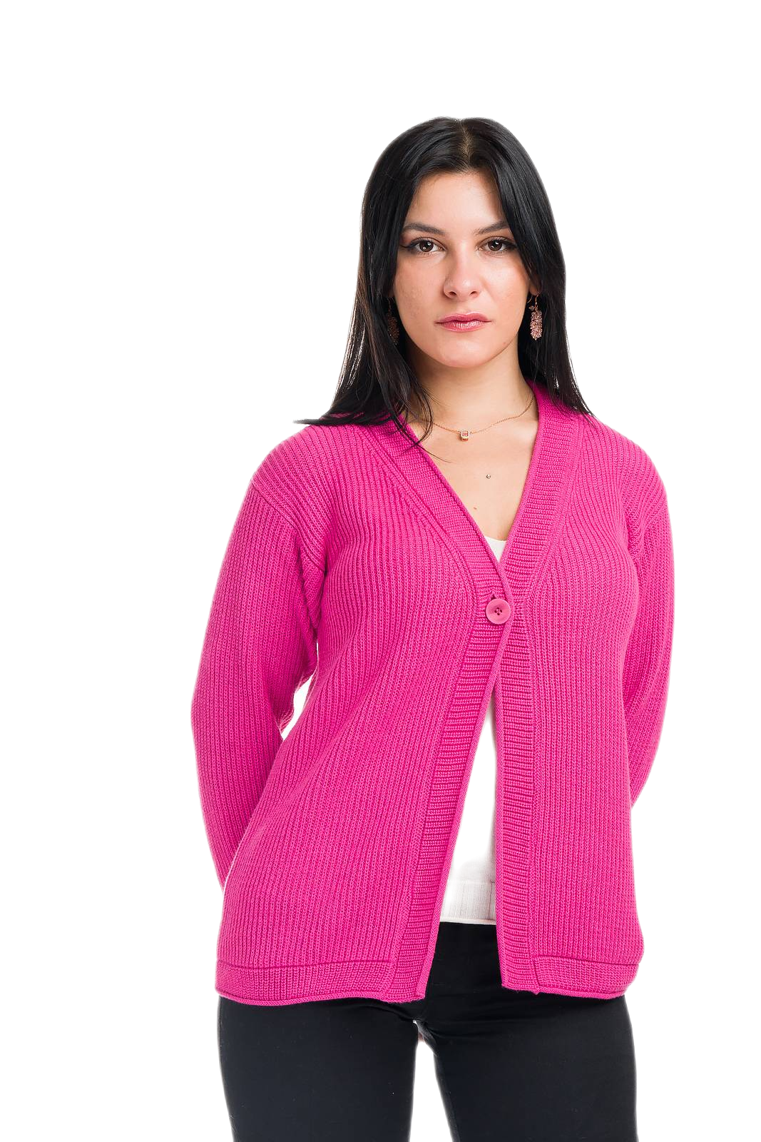 cardigan donna in cotone e cashmere fuxia fatto in Italia