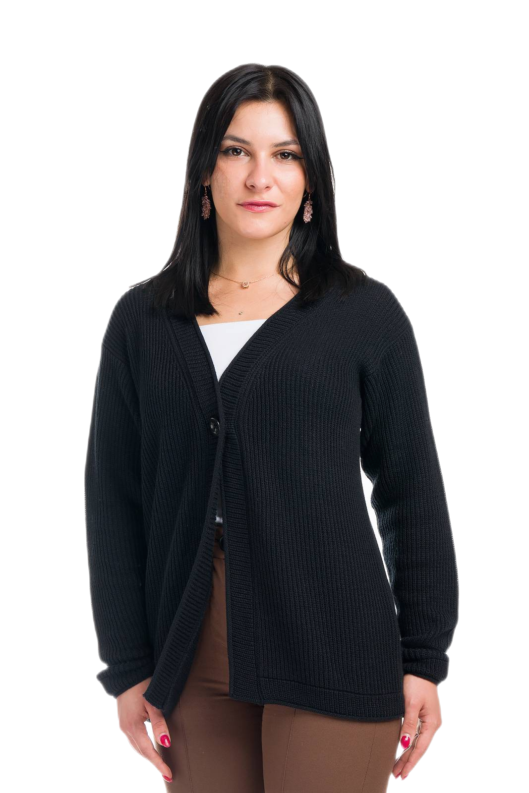 cardigan donna in cotone e cashmere nero