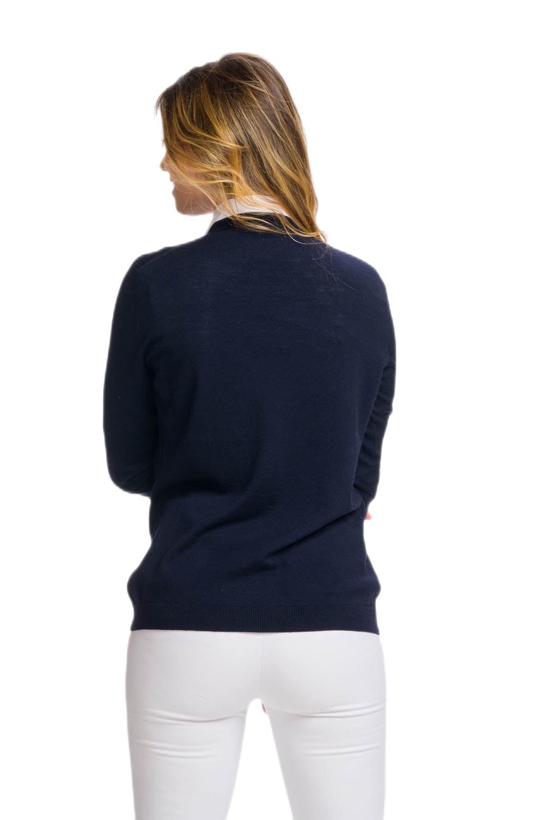 cardigan donna in lana merino extrafine blu