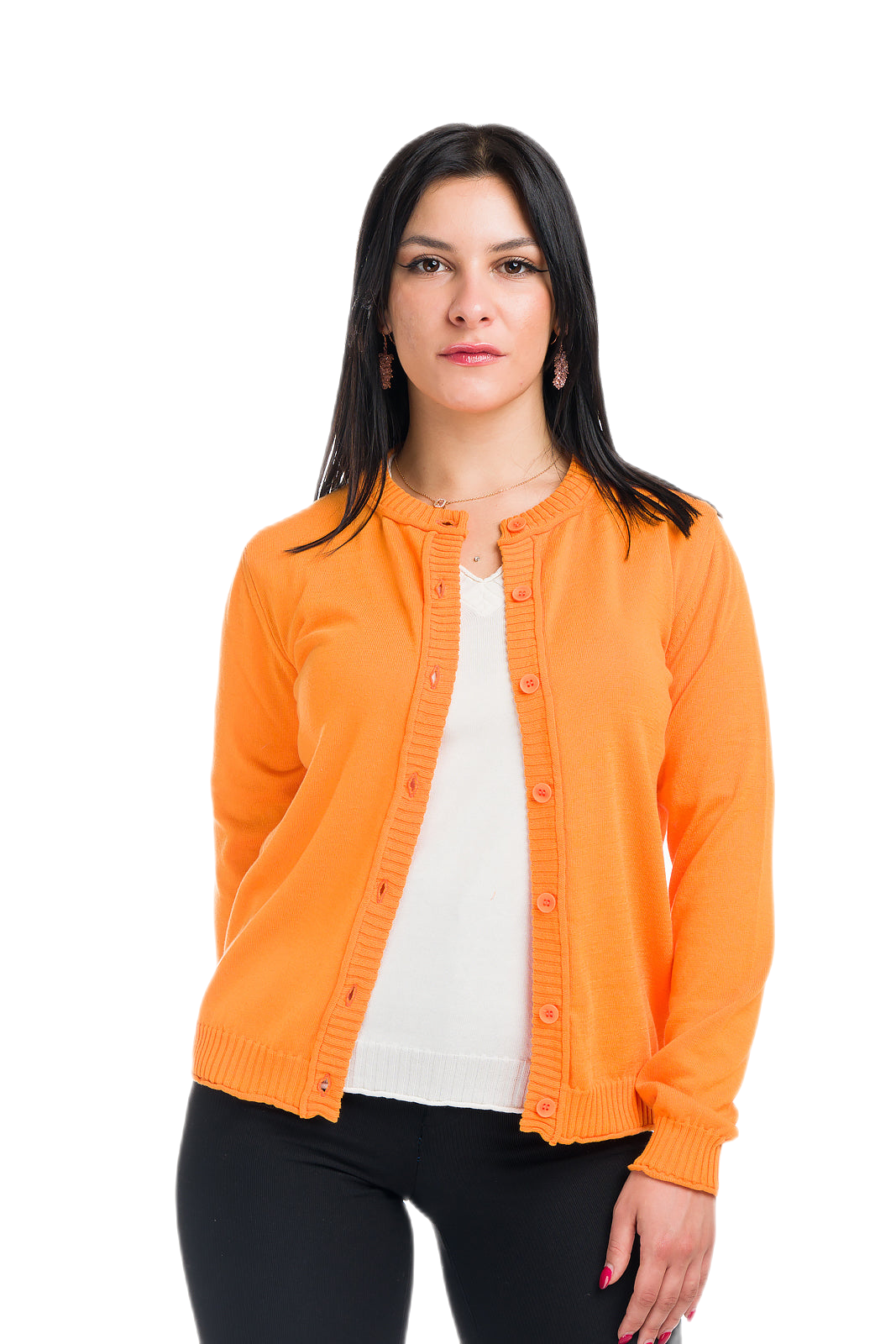 Cardigan leggero donna mezza stagione arancione