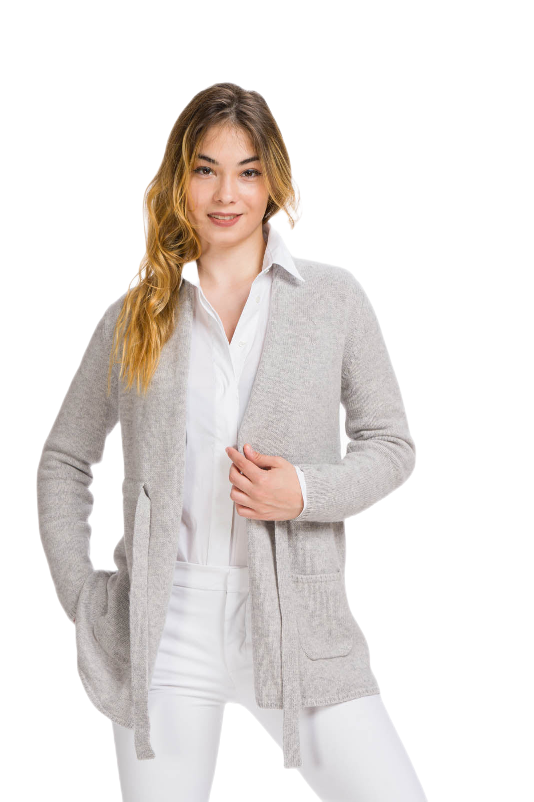 cardigan donna lungo grigio