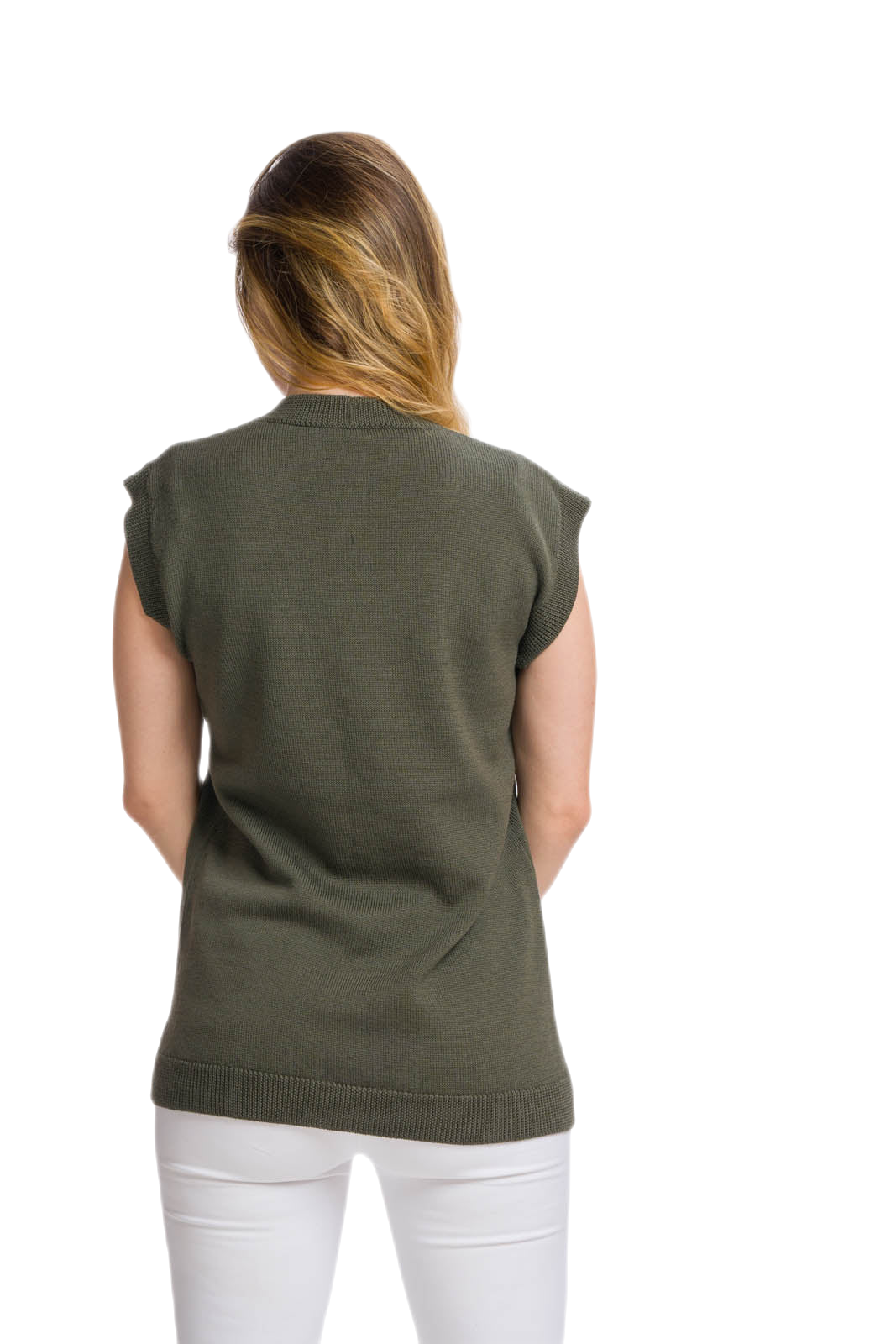 cardigan donna verde militare con tasche