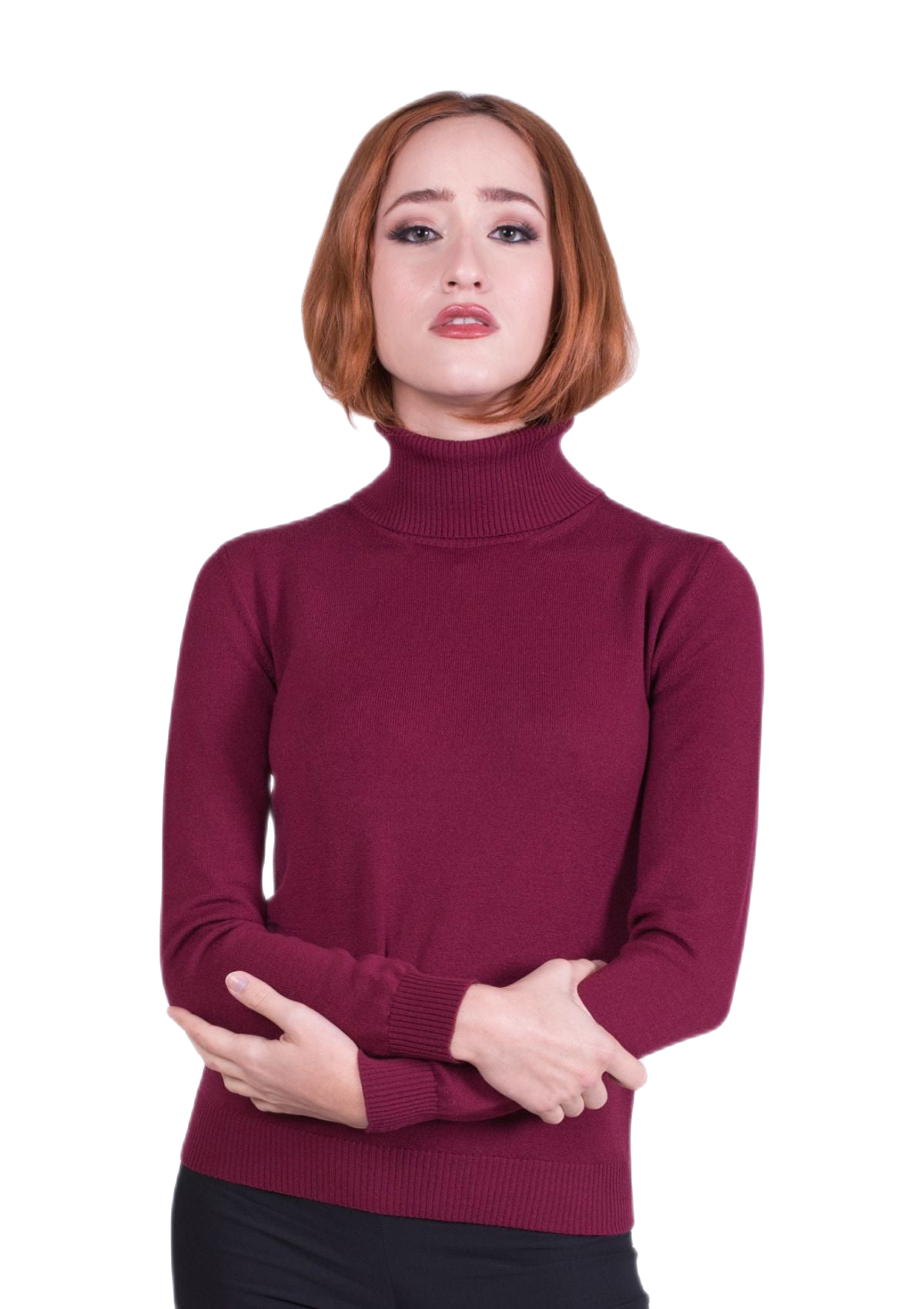 Dolcevita donna in lana elasticizzata bordeaux