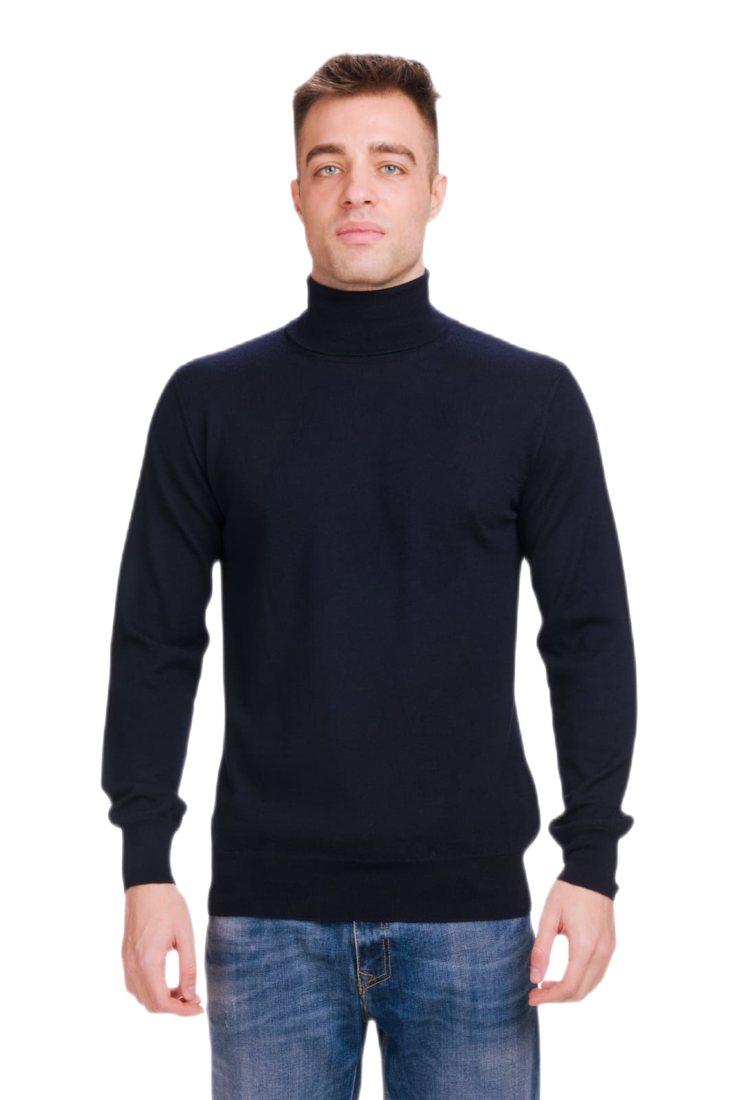 Men s slim fit turtleneck under jacket in merino wool