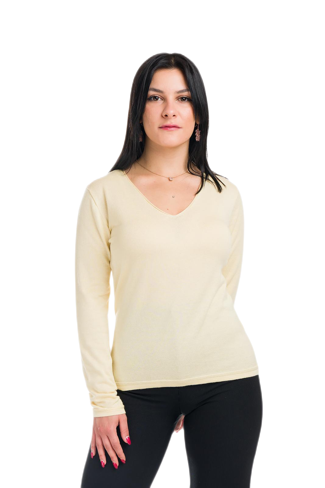 elegante maglia donna in cotone makò e cashmere gialla