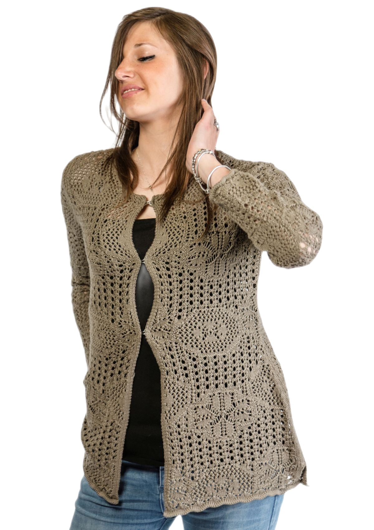 giacca in pizzo donna marrone