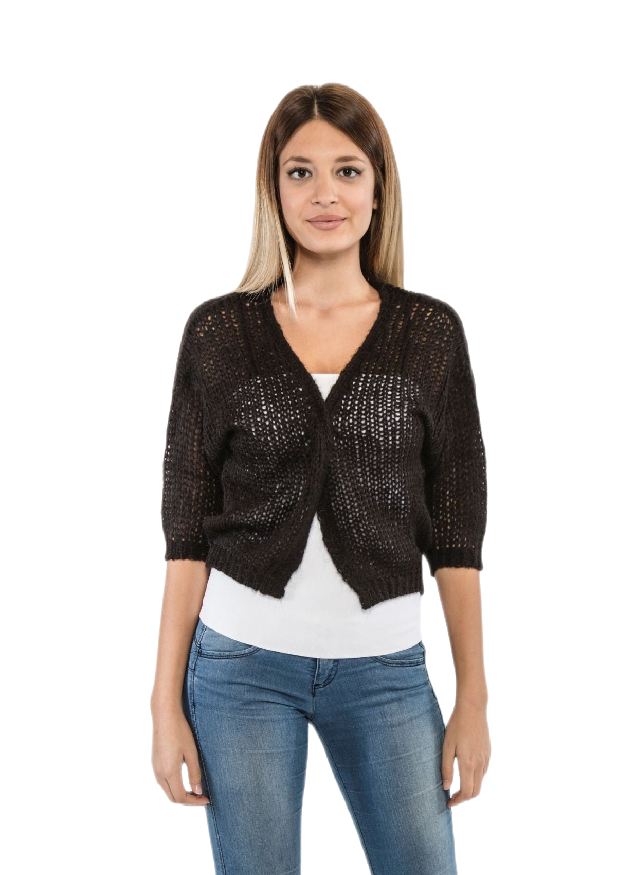 giacchina donna nera in lana mohair