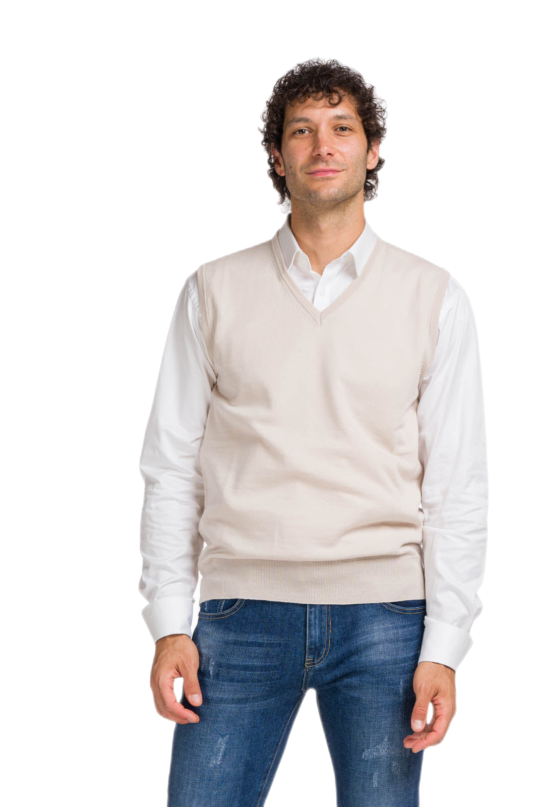 gilet uomo casual bianco panna