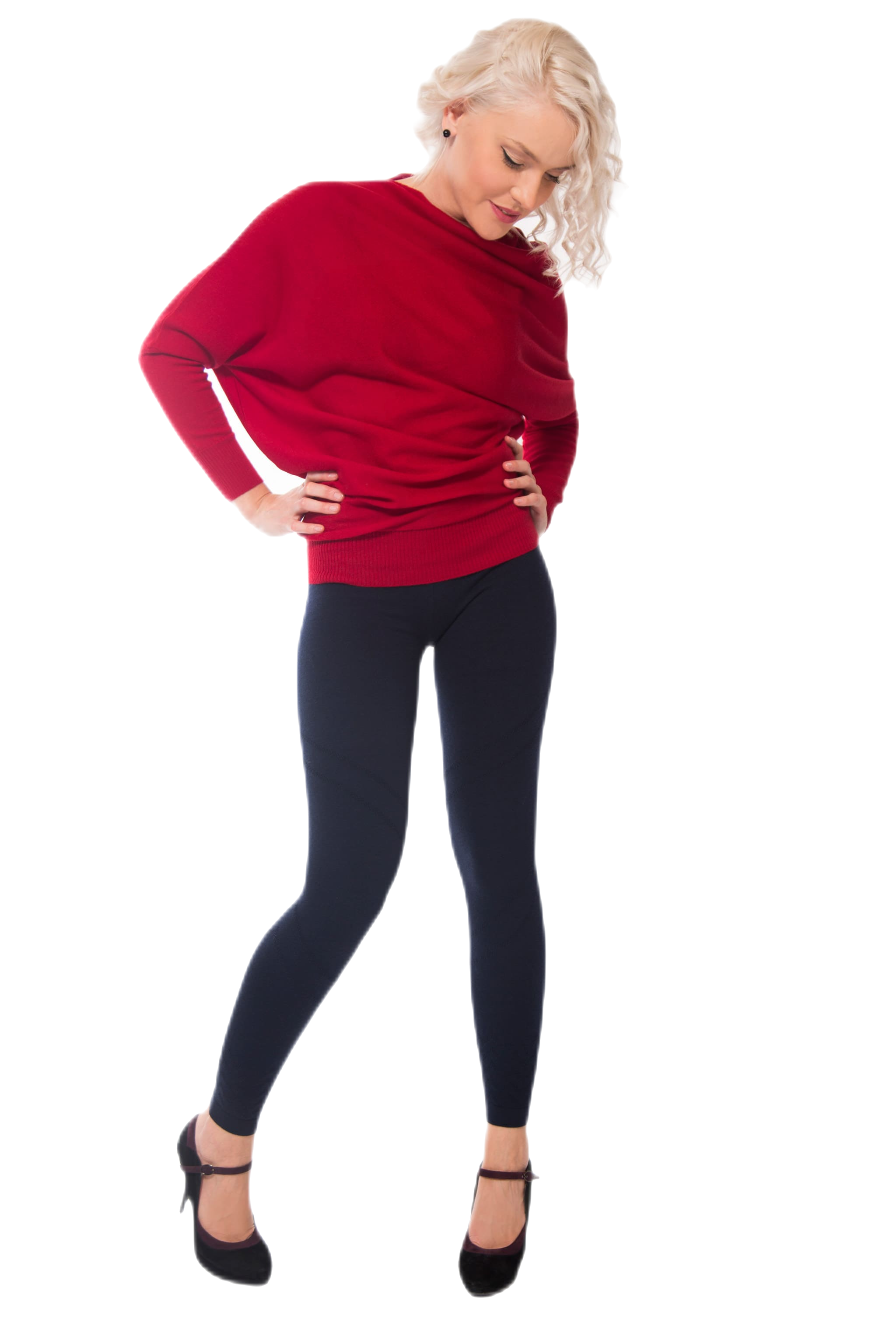 Leggins in lana merinos elasticizzata blu