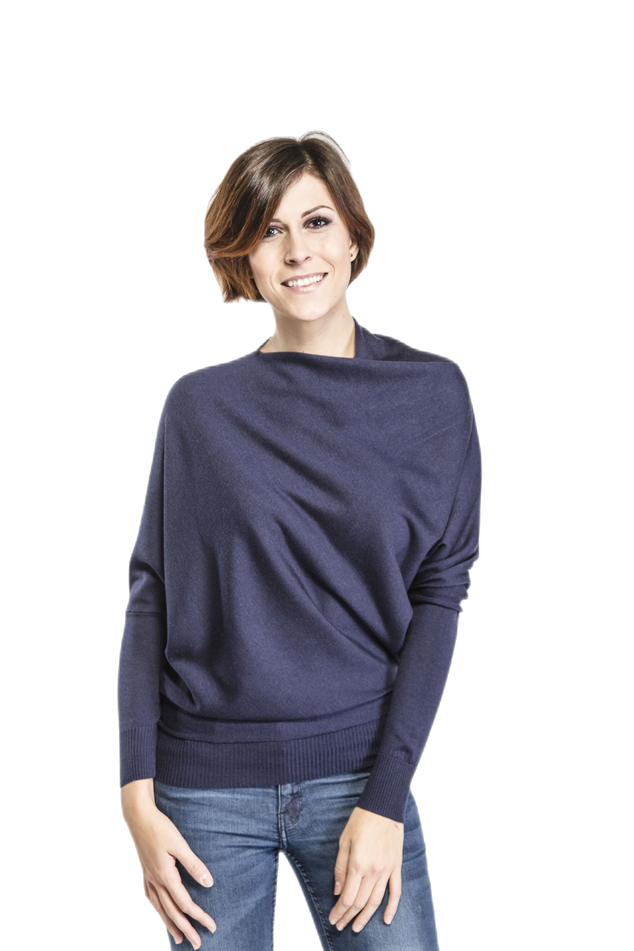 Maglia donna in lanital a pipistrello colore blu