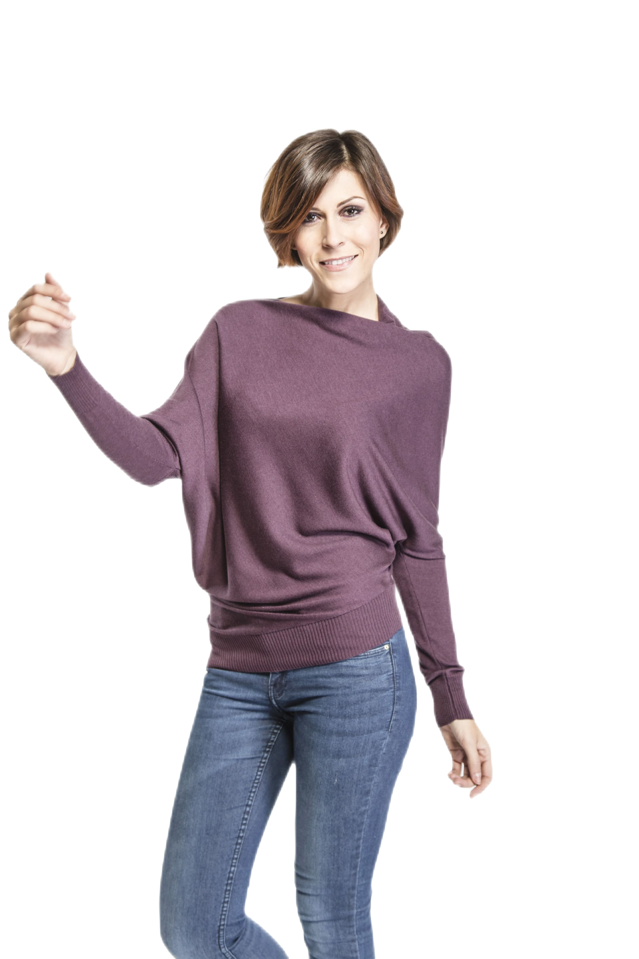 Maglia donna in lanital a pipistrello colore vinaccia
