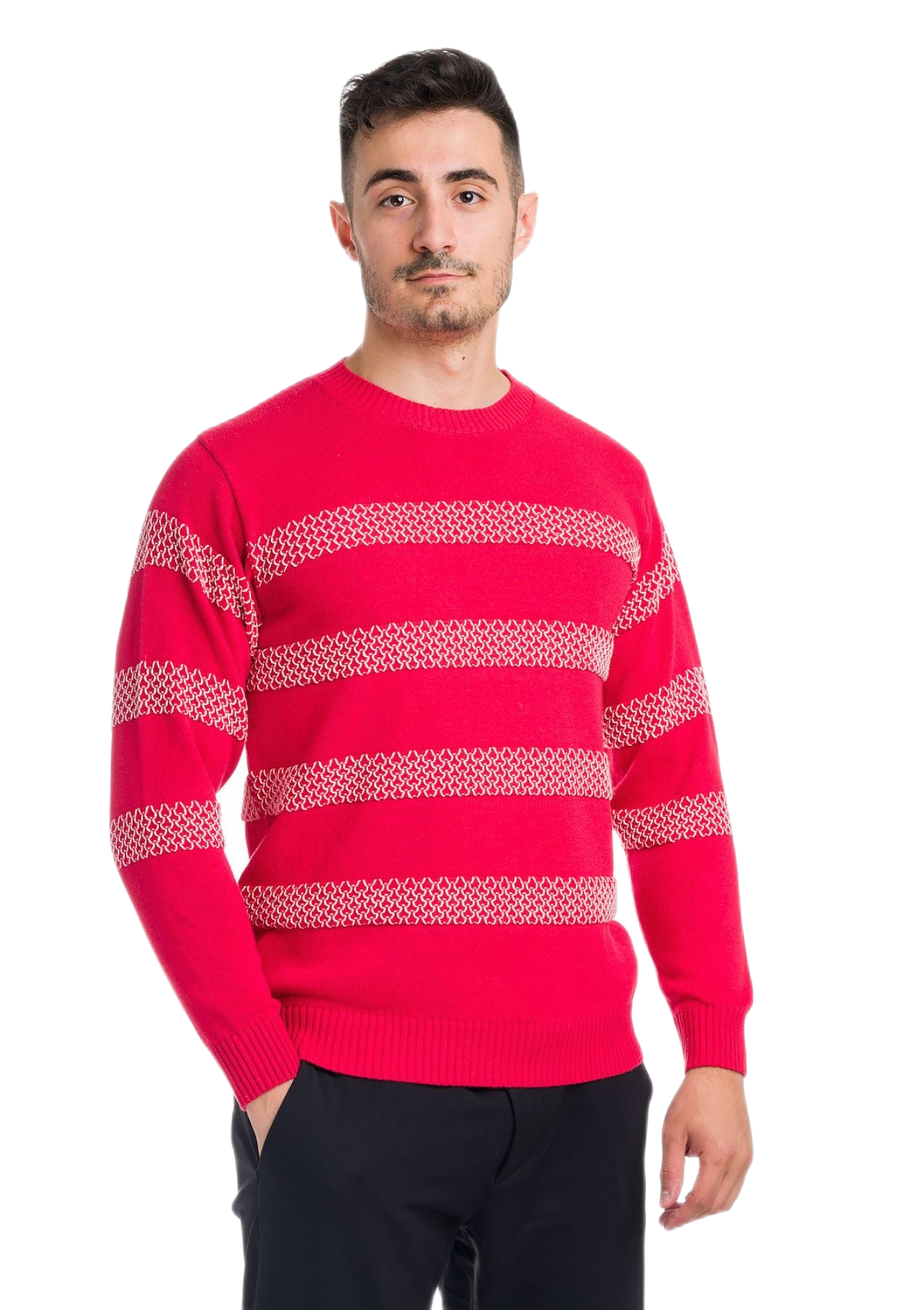 Maglia uomo a girocollo estiva a manica lunga rossa