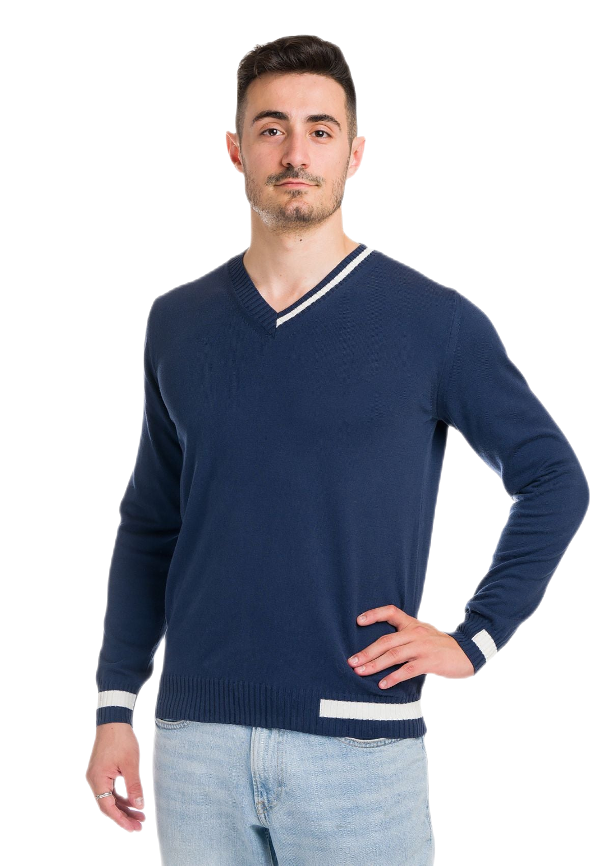 maglia uomo in cotone organico gasato blu