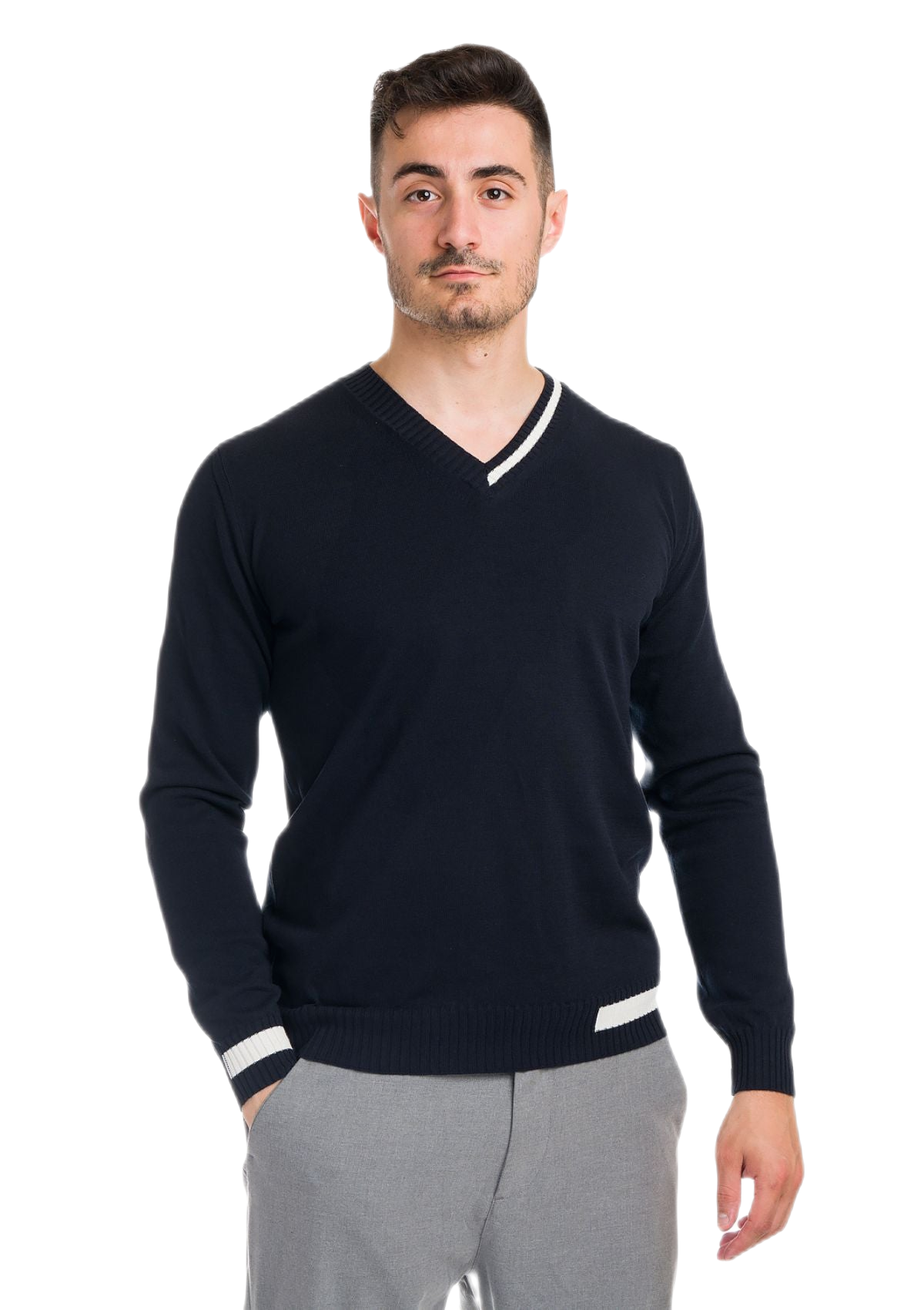 maglia uomo in cotone organico gasato dark blu