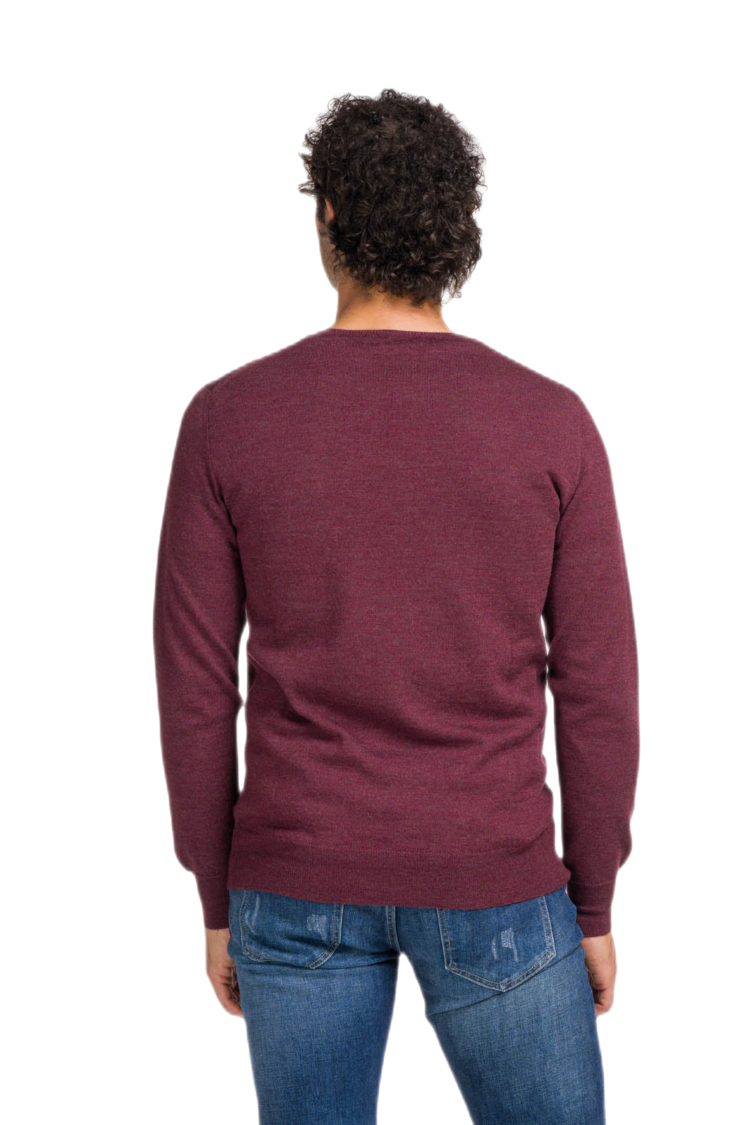 maglia uomo in lana merino prugna