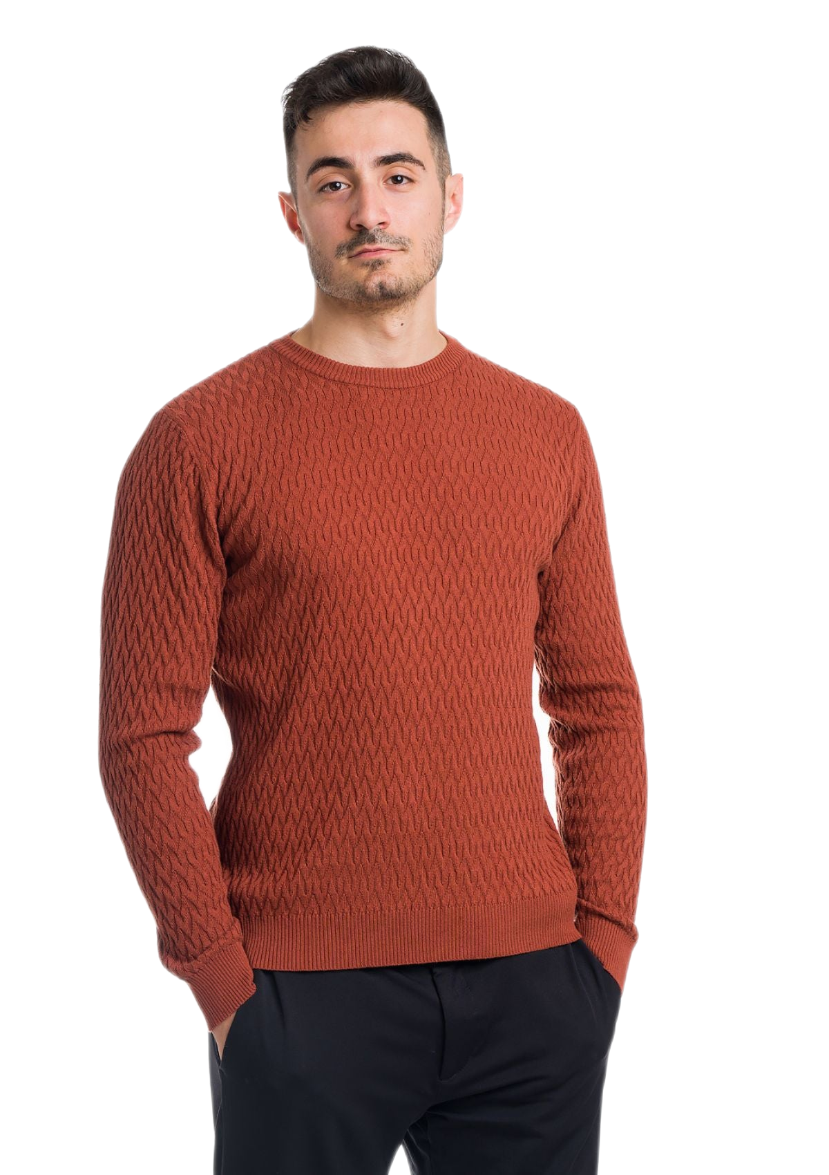 maglia uomo leggera in cotone e cashmere arancio