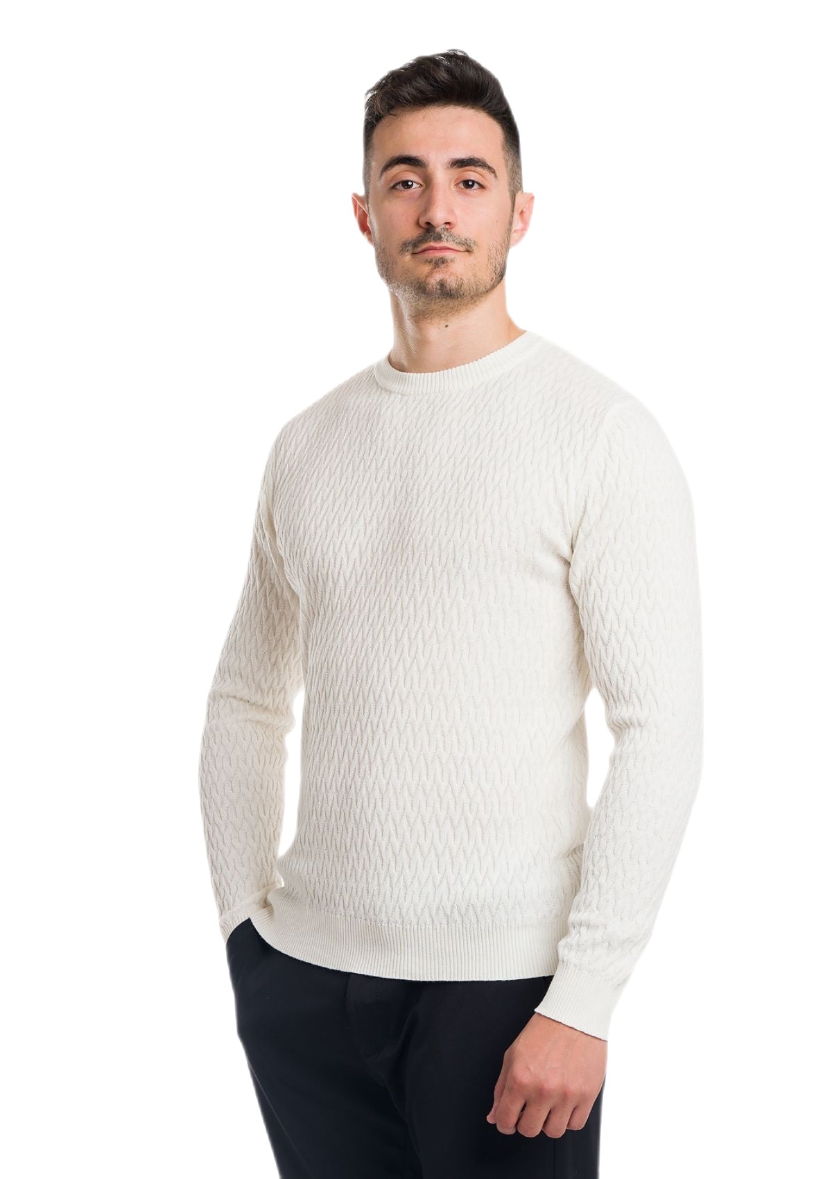 maglia uomo leggera in cotone e cashmere bianca