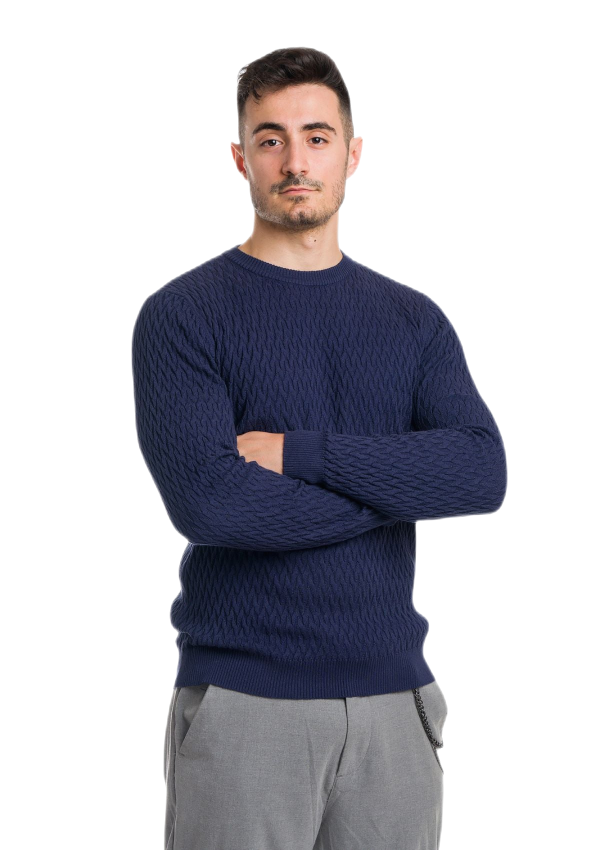 maglia uomo leggera in cotone e cashmere blu