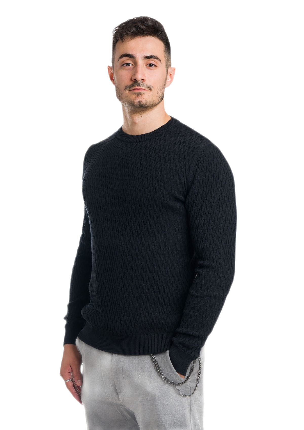 maglia uomo leggera in cotone e cashmere nera