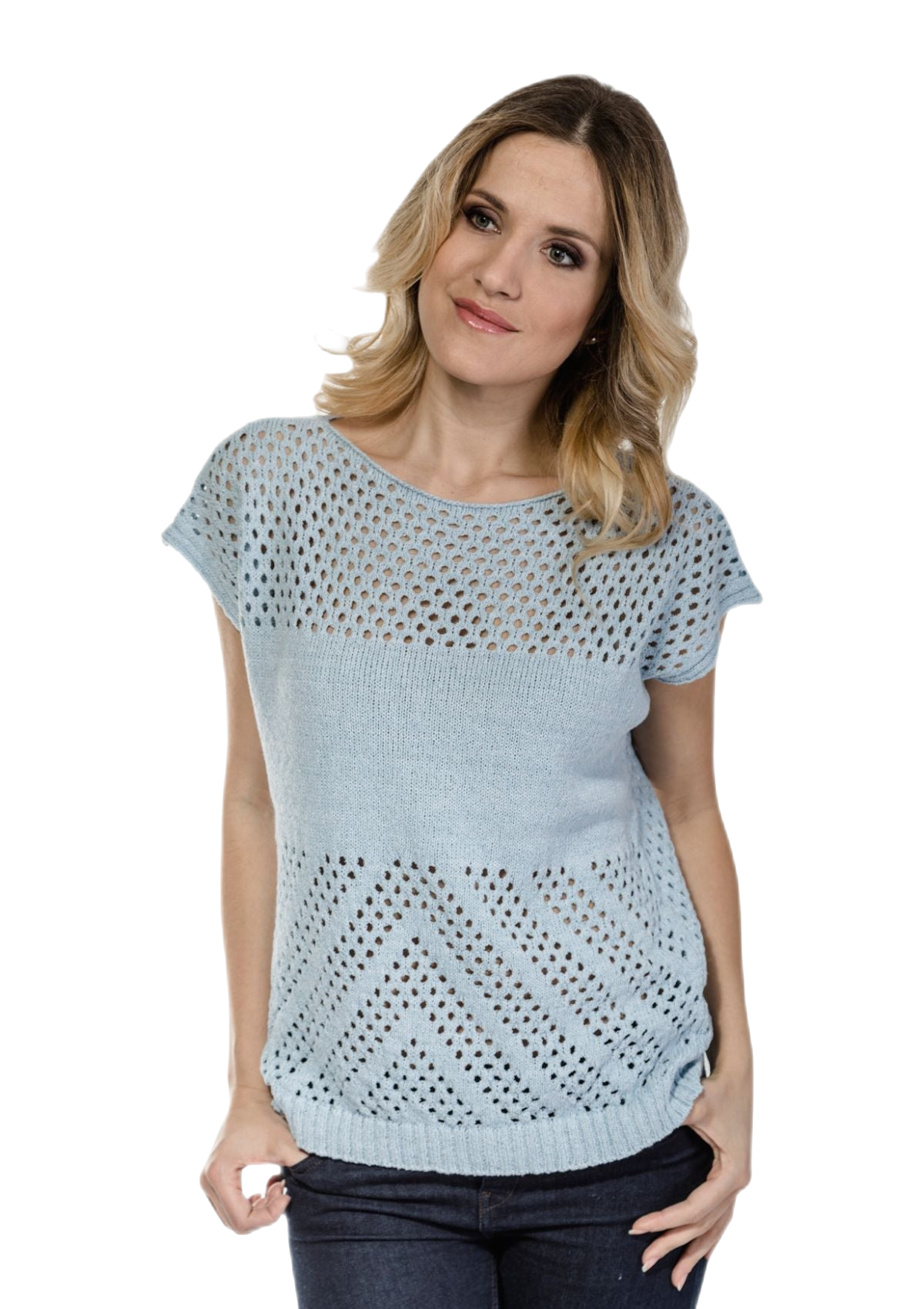 maglietta azzurra cotone donna