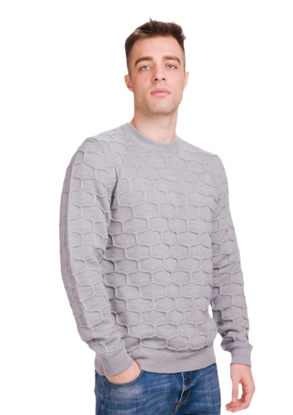 maglione uomo girocollo sportivo grigio