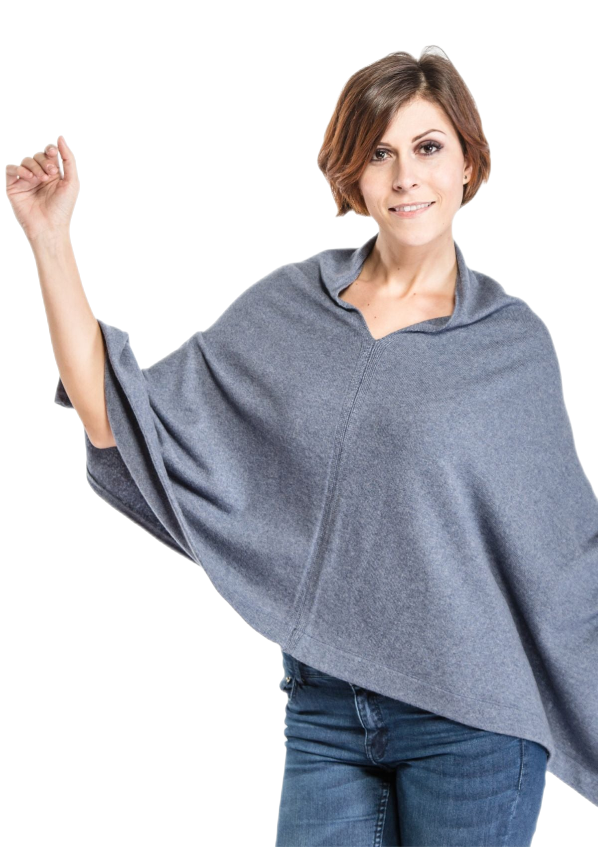 mantella coprispalle donna in cashmere color azzurro jeans