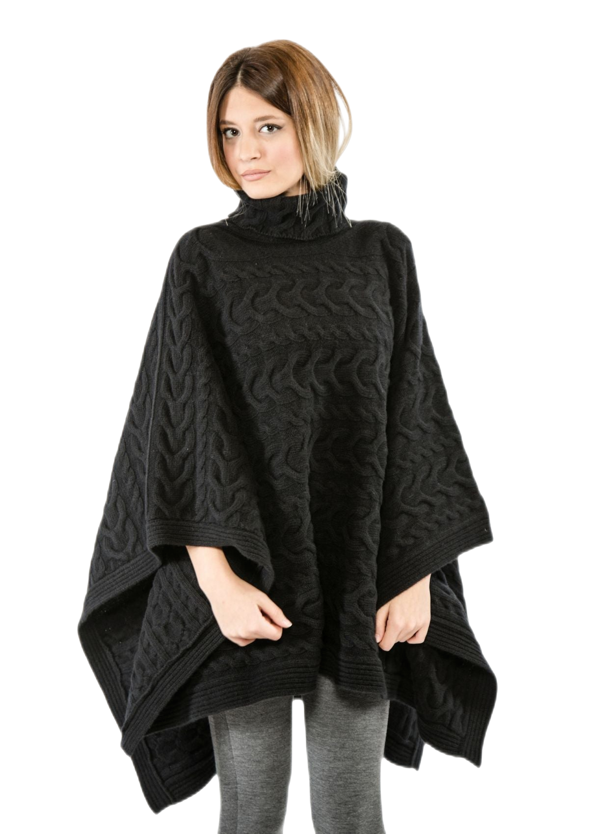 mantella donna in lana merino elegante nera