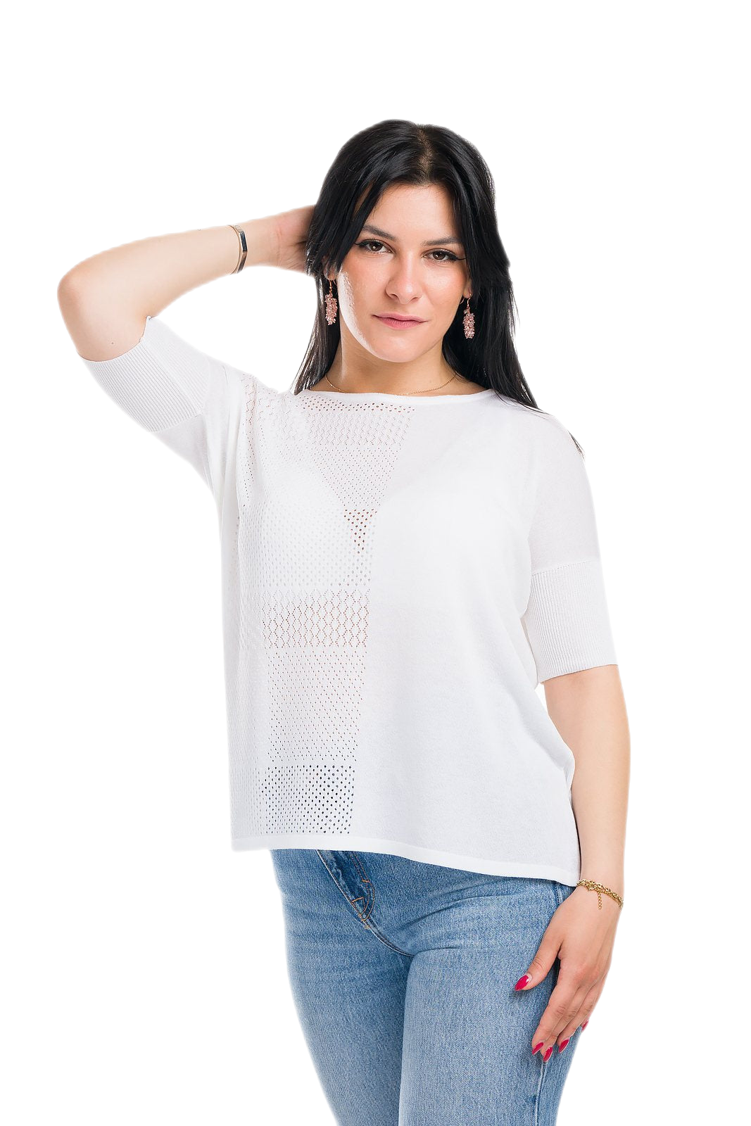 maxi maglia leggera donna in viscosa bianca