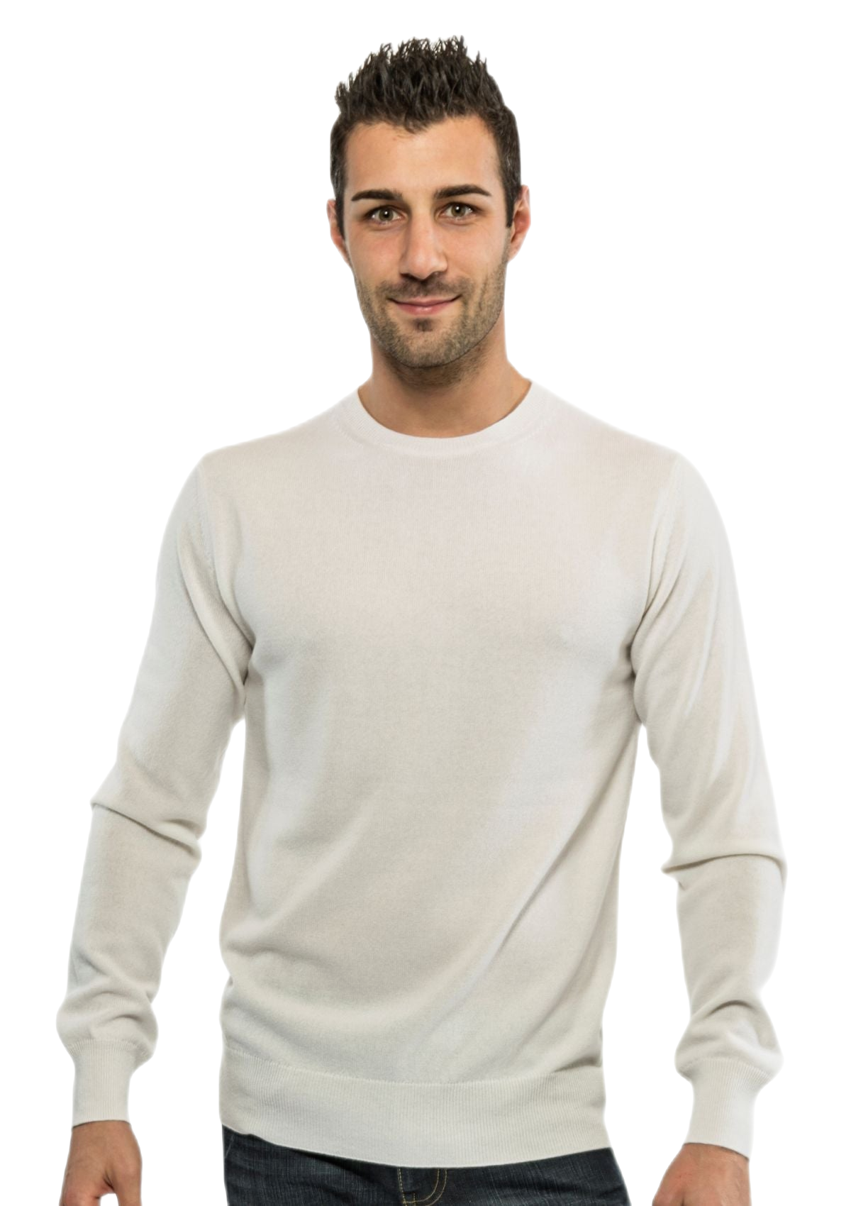 pullover girocollo uomo in lanital bianco