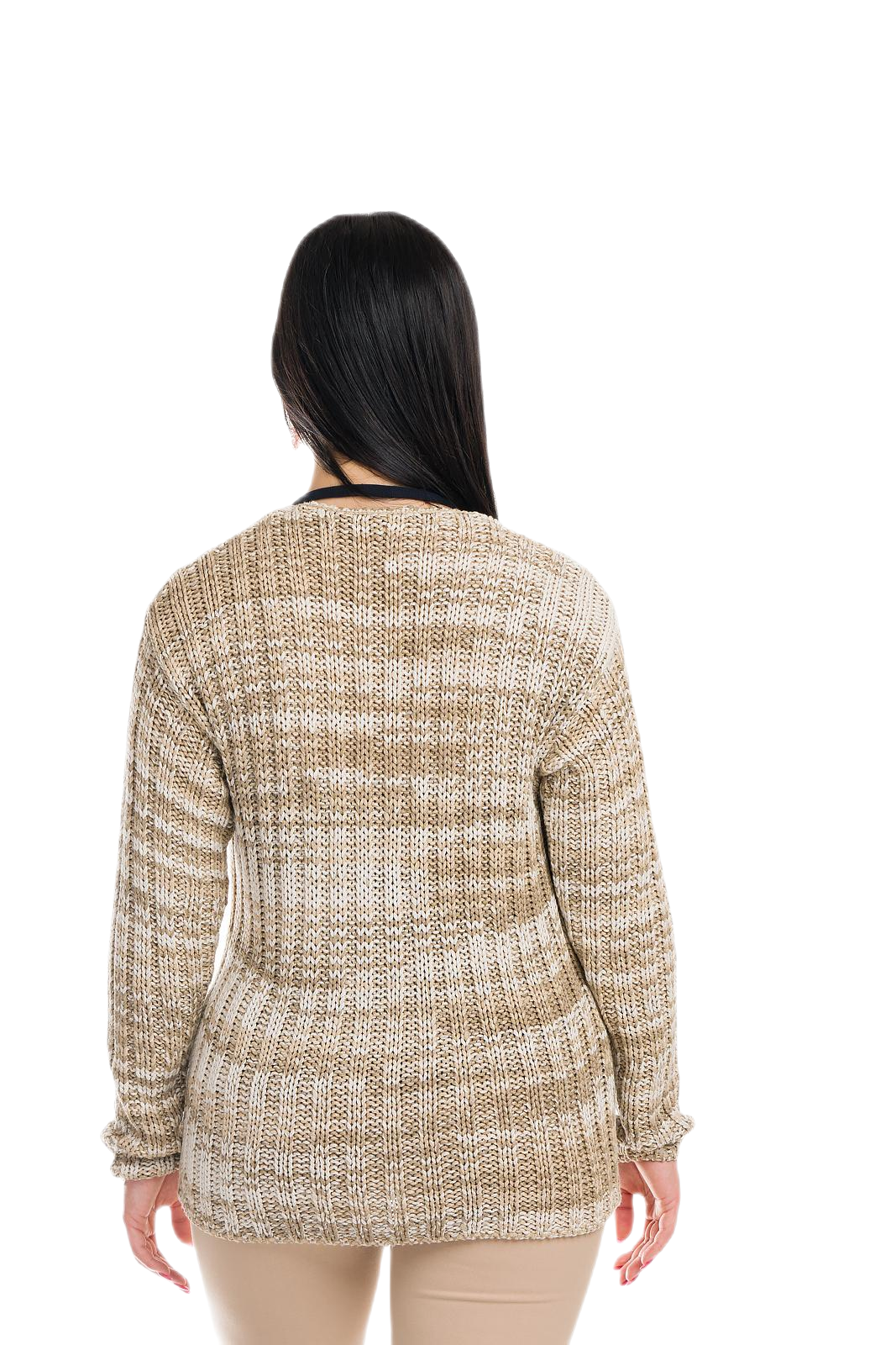 retro cardigan donna a coste in viscosa beige multicolor