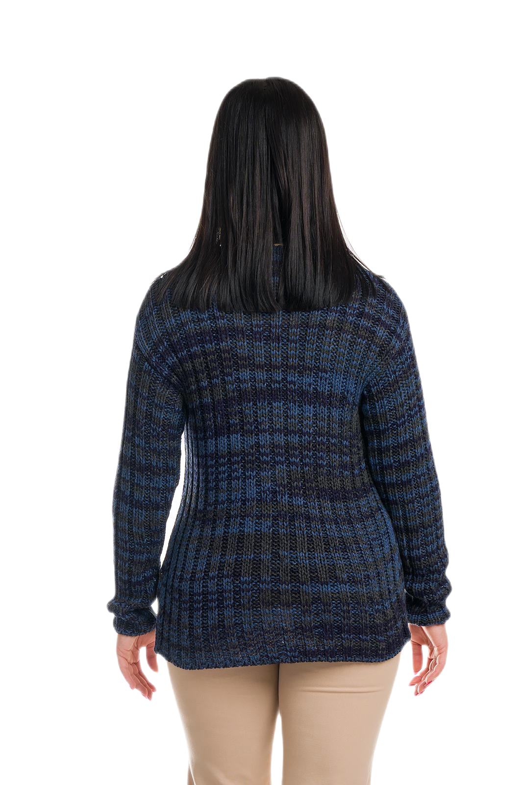 retro cardigan donna a coste in viscosa blu multicolor