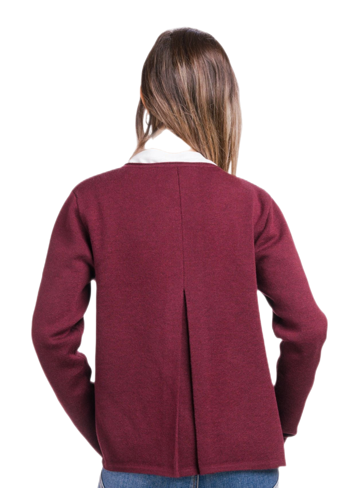 retro cardigan corto donna in lana merino colore bordeaux