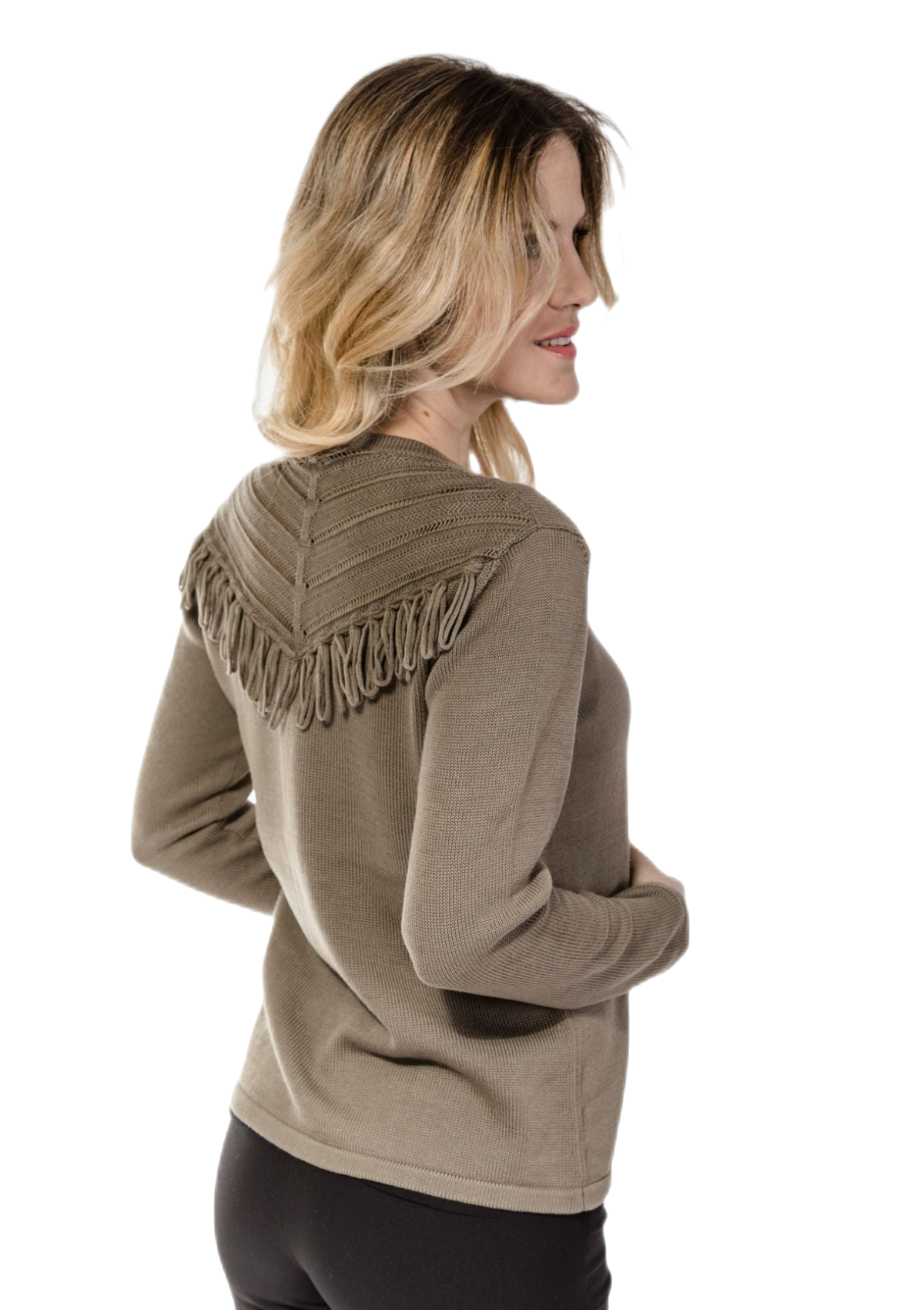 retro cardigan donna in cotone kaki